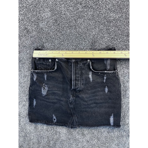 BDG Urban‎ Outfitters Skirt Womens XS Denim Fringed Edge Pocket Distressed Black - Picture 8 of 9
